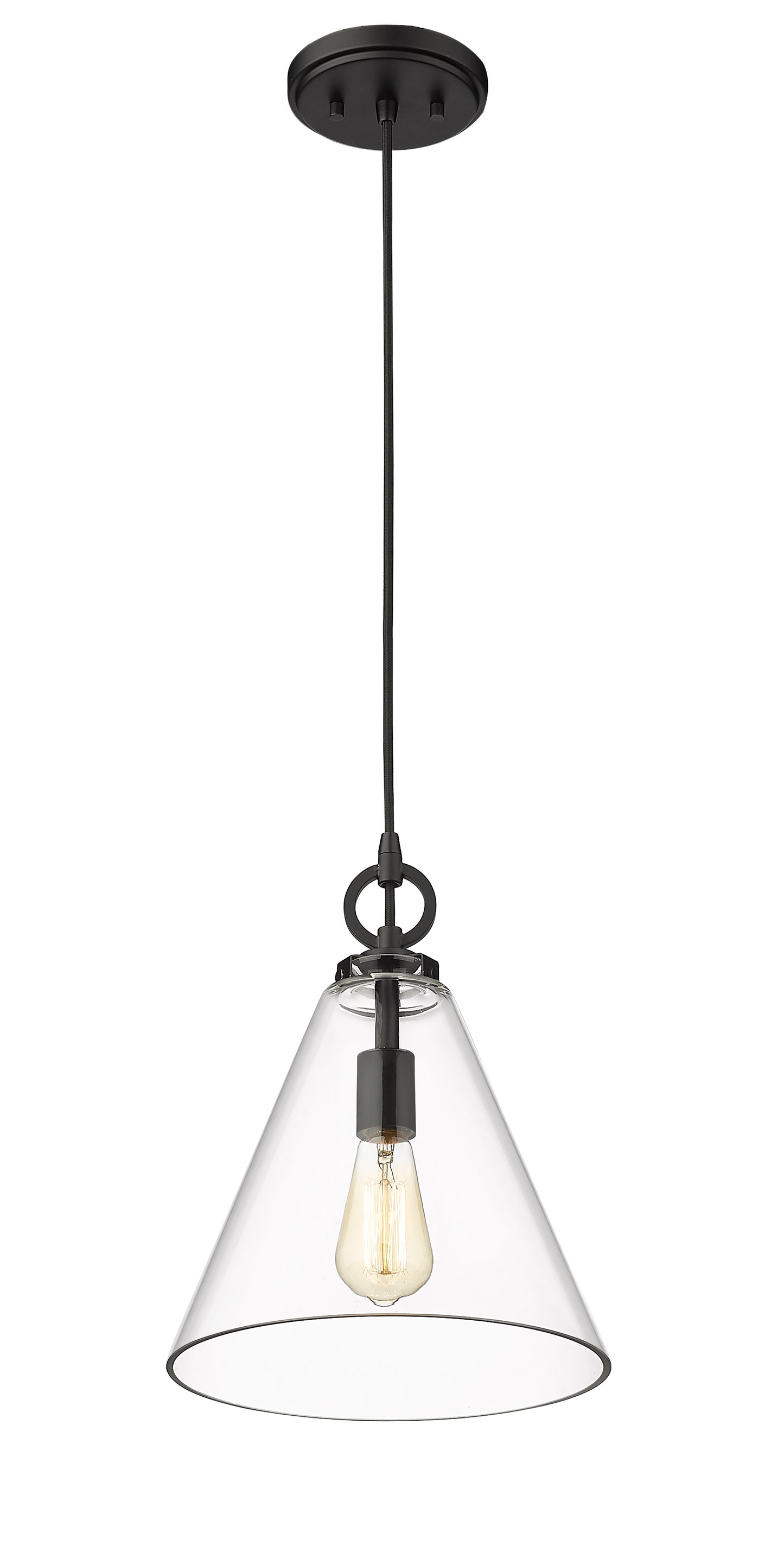 3034P11-MB - Harper 1 Light 12" Pendant - Matte Black