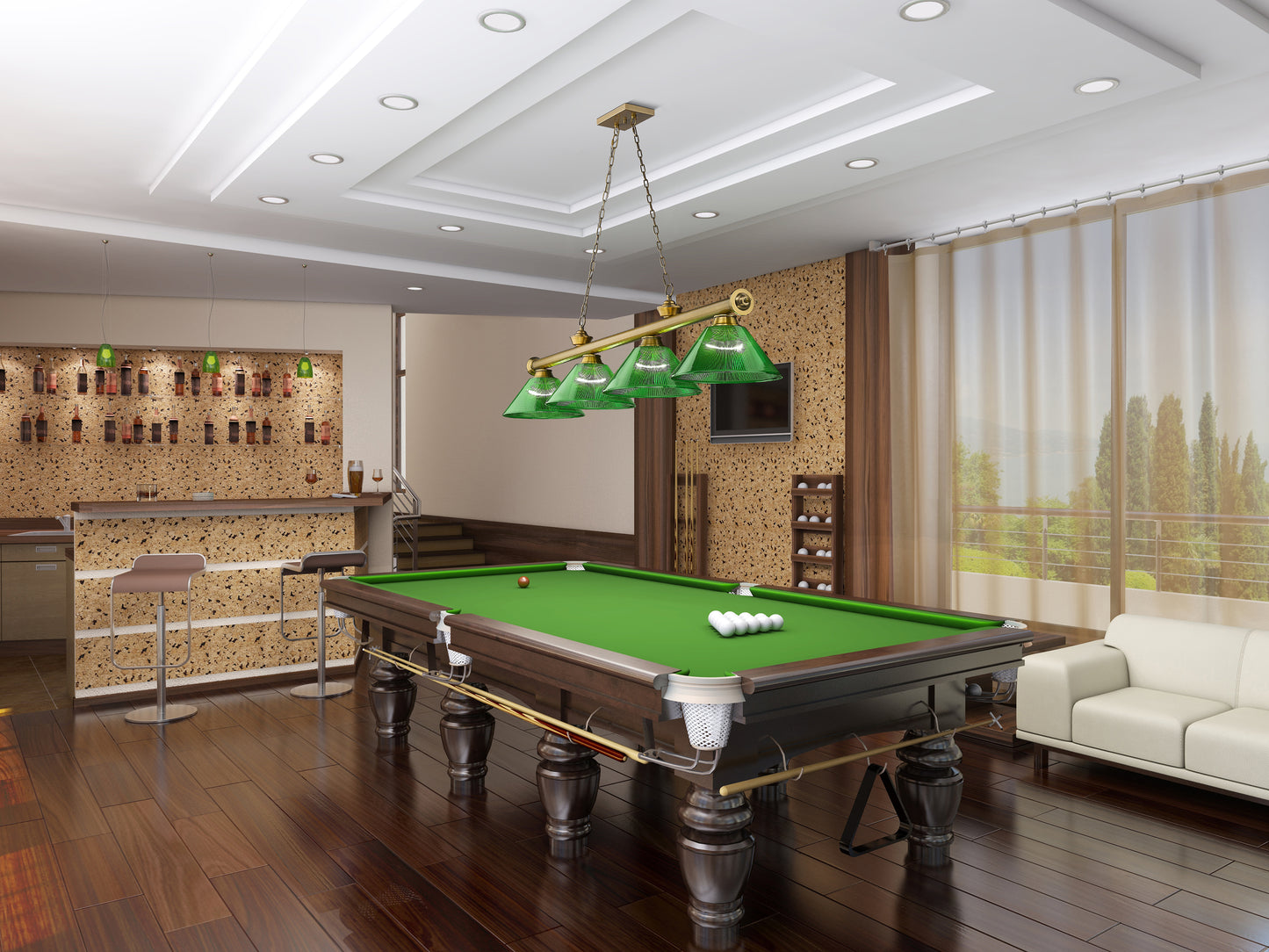 2306-4RB-ARG - Cordon 4 Light 81" Billiard - Rubbed Brass