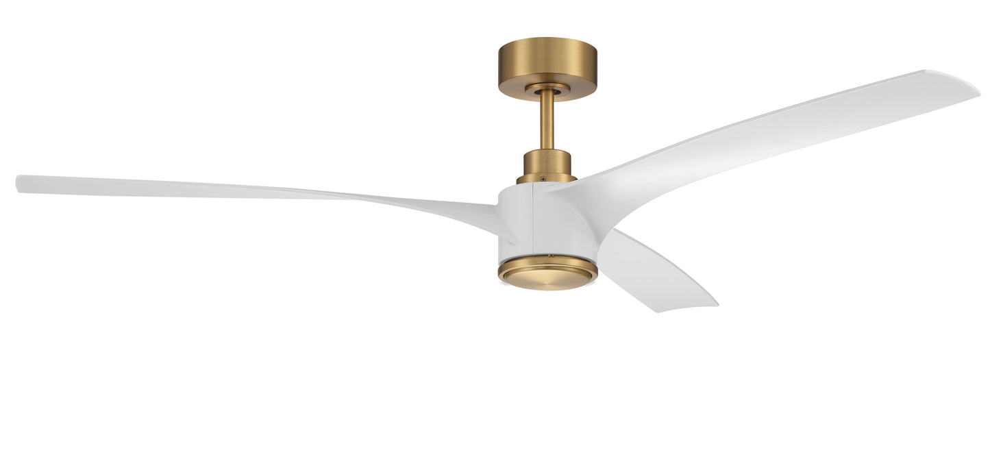 PHB60SB3-NWF - Phoebe 60" Indoor Ceiling Fan without Wifi 60" 3 Blade Ceiling Fan with Light Kit - Satin Brass