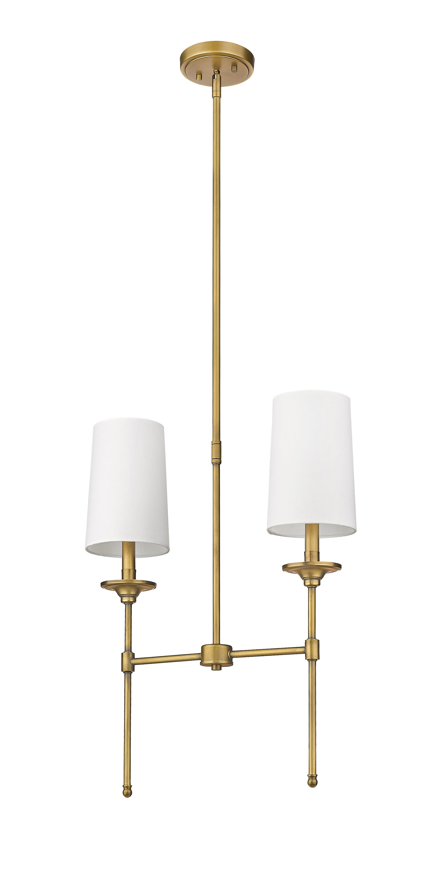 3033-2L-RB - Emily 2 Light Linear 19" Chandelier - Rubbed Brass