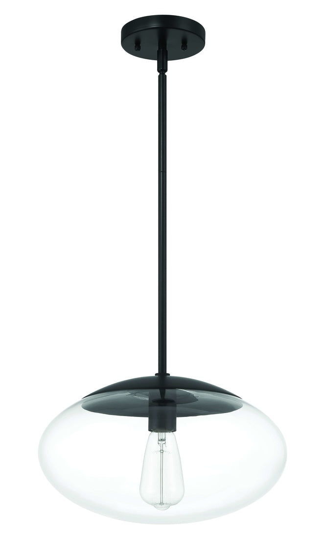 56894-FB - Gaze 1 Light 14" Wide Pendant - Flat Black