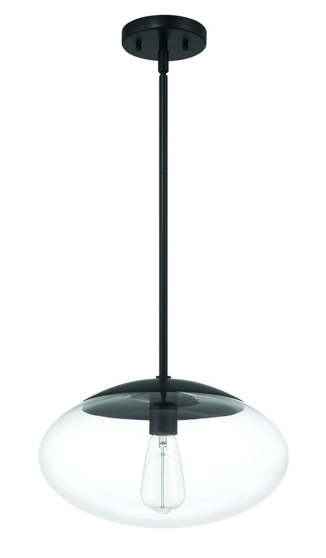 56894-FB - Gaze 1 Light 14" Wide Pendant - Flat Black