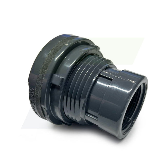 8171-015 - PVC Bulkhead Tank Adapter, Schedule 80, Gray, 1-1/2" Socket x NPT Female