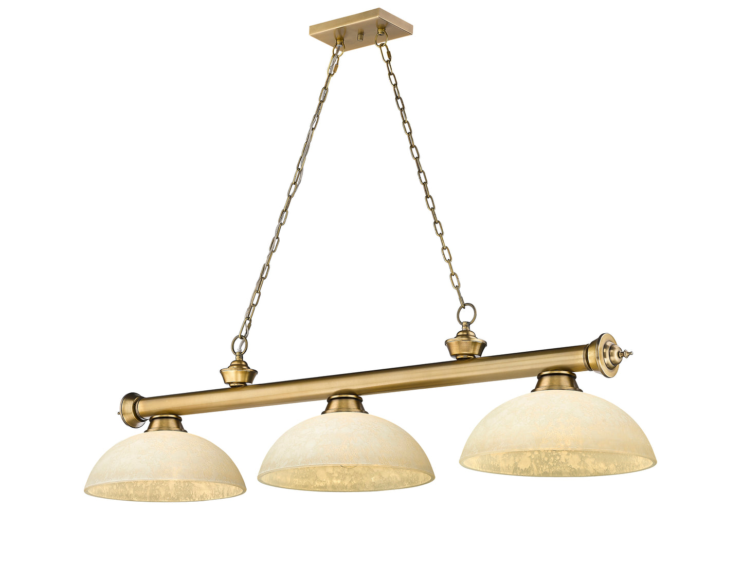 2306-3RB-DGM14 - Cordon 3 Light 57" Billiard - Rubbed Brass