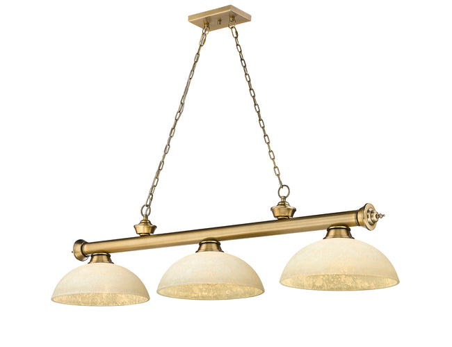 2306-3RB-DGM14 - Cordon 3 Light 57" Billiard - Rubbed Brass