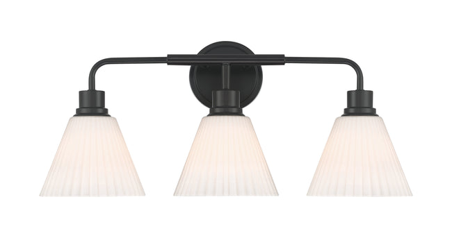 62303-FB - Pleated II 3 Light 25" Wide Vanity Light - Flat Black