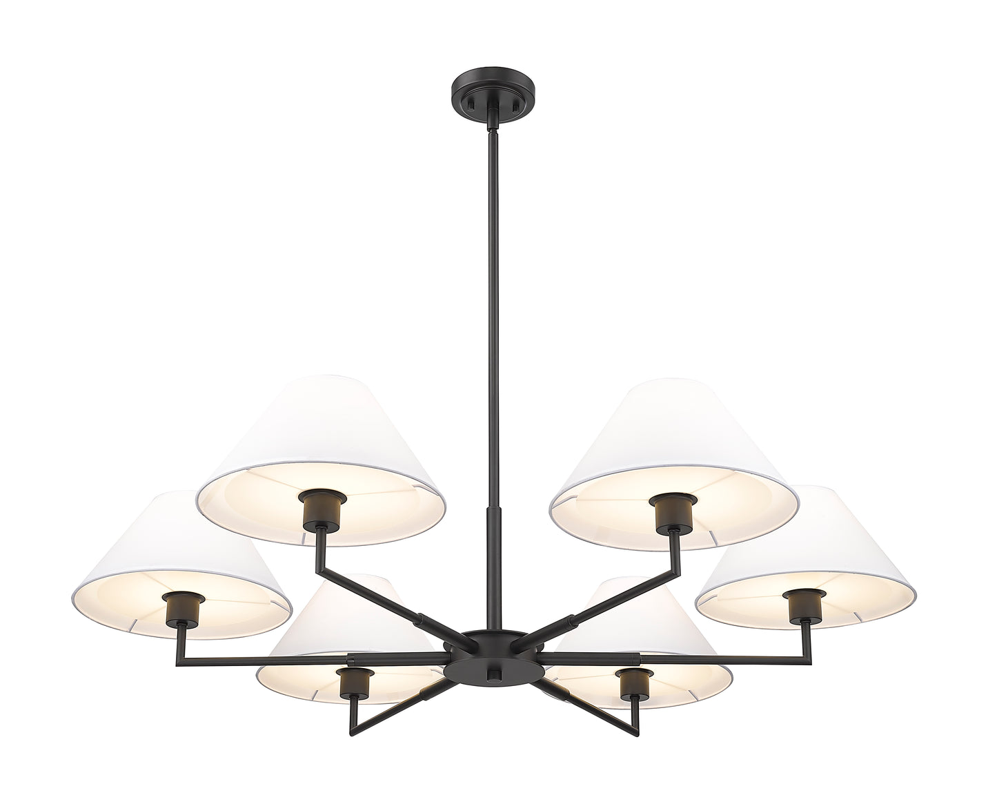 744-44R-MB - Leila 6 Light 44" Chandelier - Matte Black