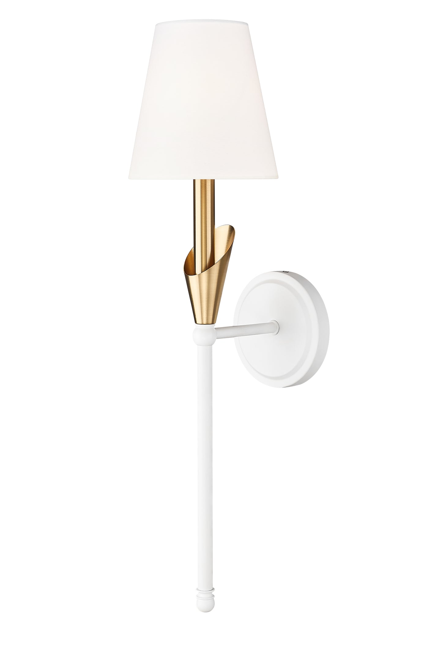 4014-1SA-TW-MGLD - Claudelle 1 Light Wall 24" Sconce - Tundra White / Modern Gold