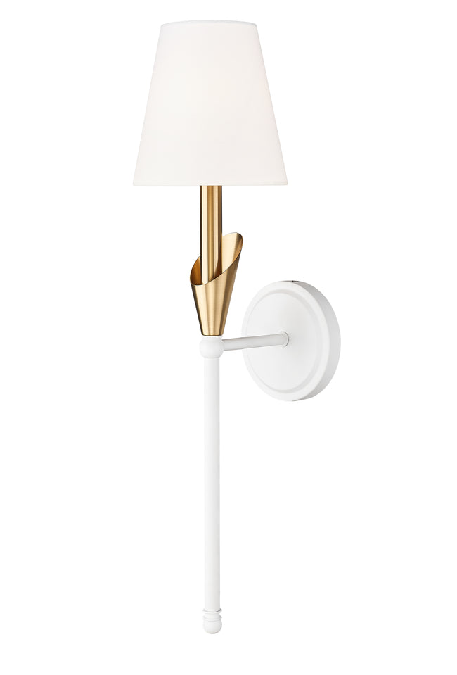 4014-1SA-TW-MGLD - Claudelle 1 Light Wall 24" Sconce - Tundra White / Modern Gold