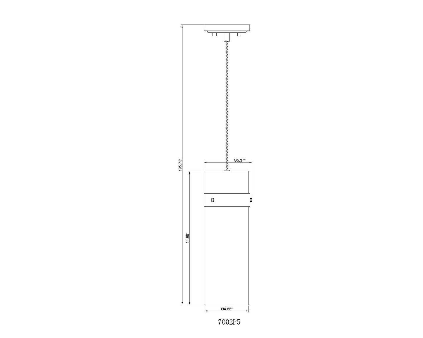 7002P5-MB - Fontaine 1 Light 6" Pendant - Matte Black