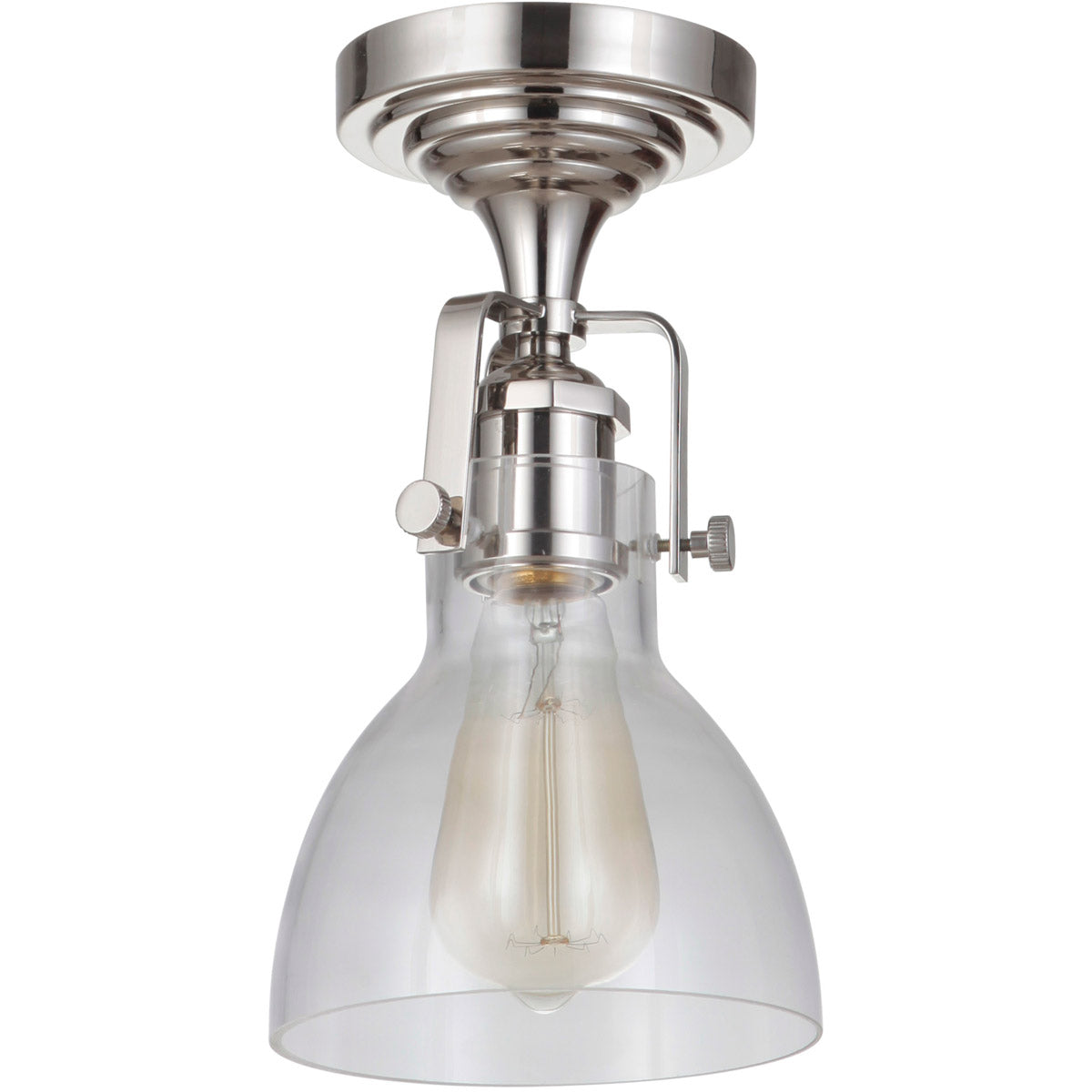 X8317-PLN-C - State House 1 Light 10.75" High Semi Flush Mount - Polished Nickel