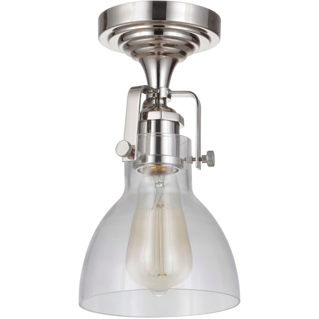 X8317-PLN-C - State House 1 Light 10.75" High Semi Flush Mount - Polished Nickel