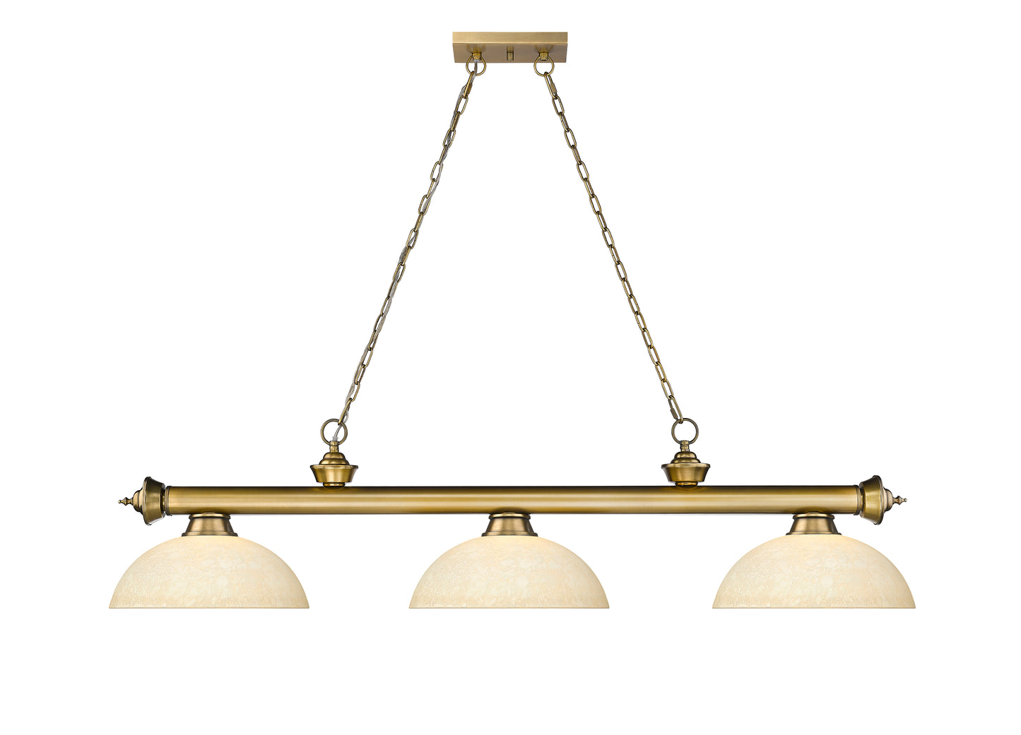2306-3RB-DGM14 - Cordon 3 Light 57" Billiard - Rubbed Brass