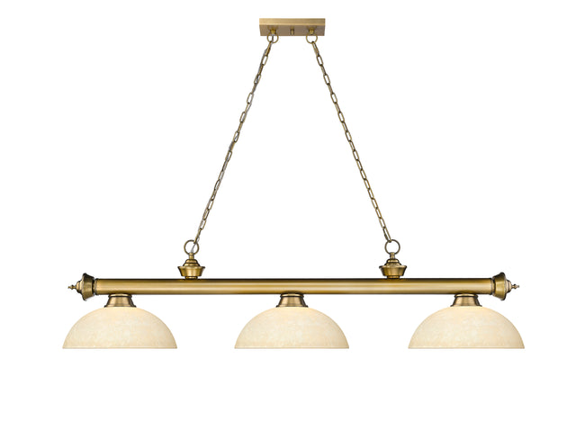 2306-3RB-DGM14 - Cordon 3 Light 57" Billiard - Rubbed Brass