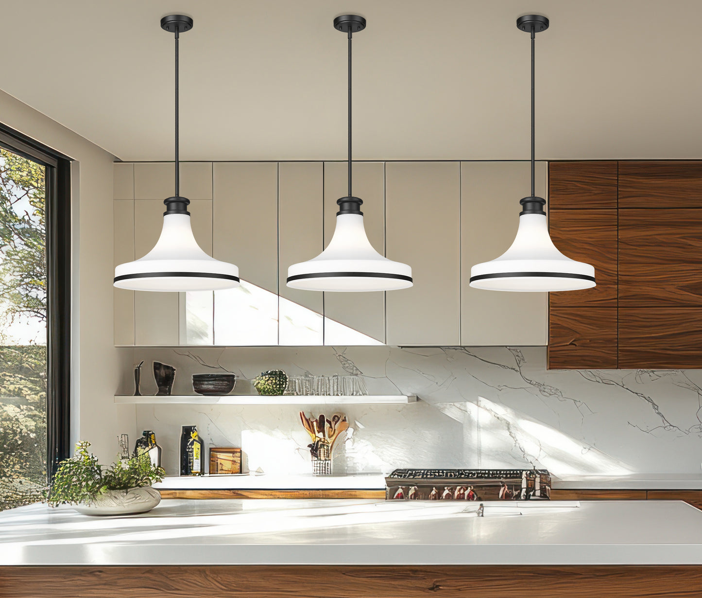 831P18-MB - Reznor 1 Light 18" Pendant - Matte Black
