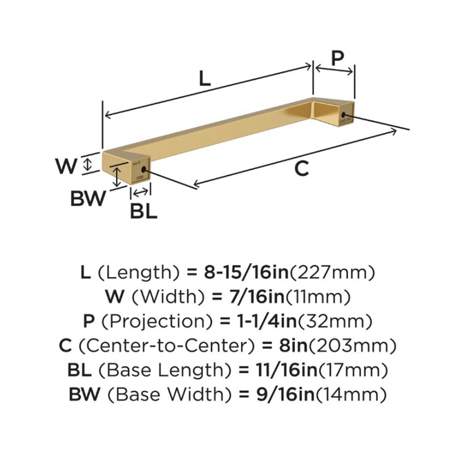 BP55282CZ - Blackrock 8" Center-to-Center - Cabinet Pull - Champagne Bronze