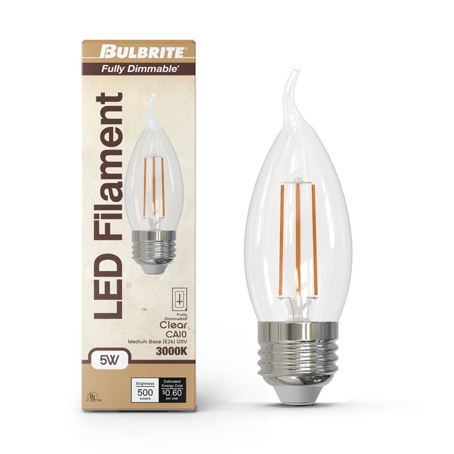 776971 - Dimmable Clear CA10 LED Light Bulb - 5 Watt - 3000K - 4 Pack