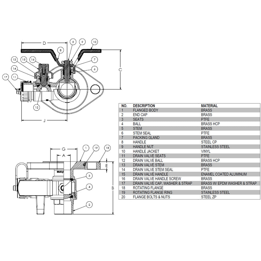 H-51415 - 1-1/4" Isolator - Rotating Flange - Multi-Function Hi-Flow Hose Drain - SWT x Flange