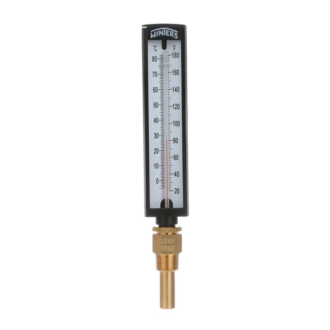 TAS132 - 5" Straight Industrial Thermometer with Brass Thermowell - 30°F to 240°F