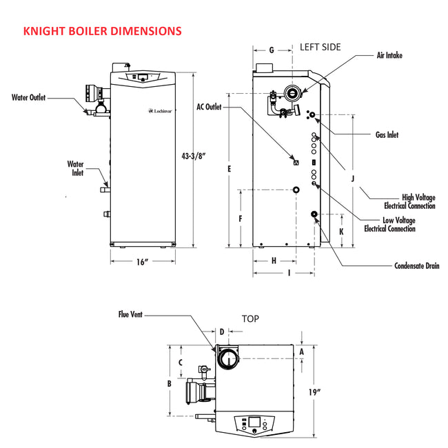 KHB199L  - Knight 199,000 BTU Floor Mounted Condensing Fire Tube Boiler - Propane