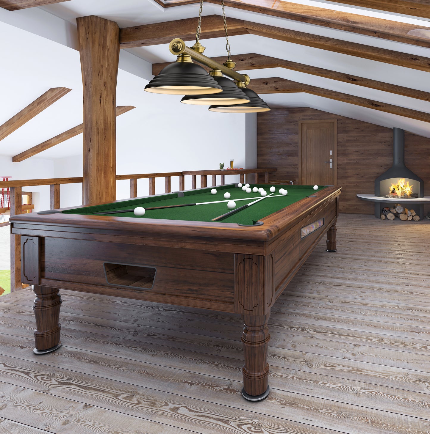 2306-3RB-SMB - Cordon 3 Light 58" Billiard - Rubbed Brass
