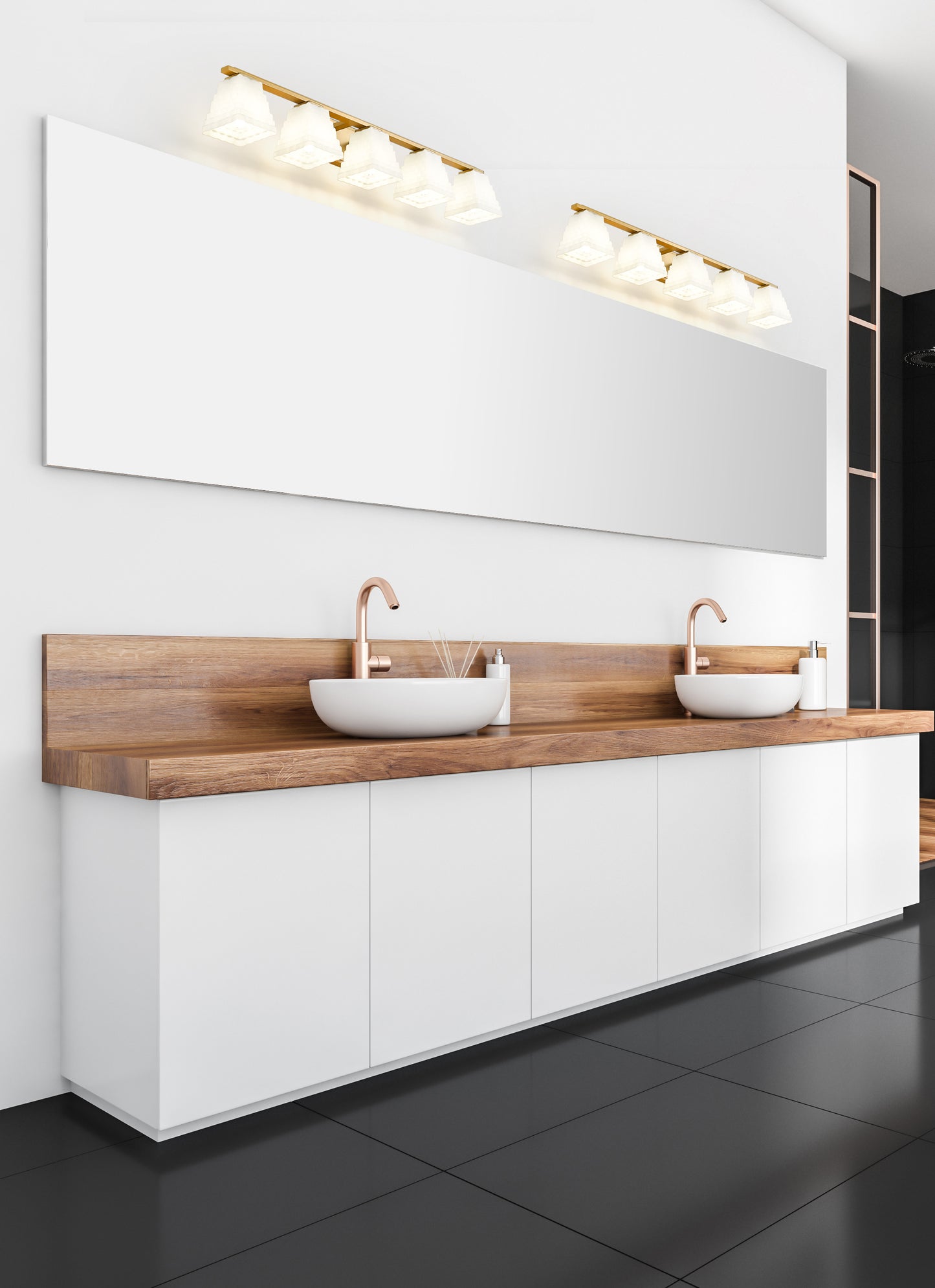 7514-5V-MGLD - Annalise 5 Light 42" Vanity - Modern Gold