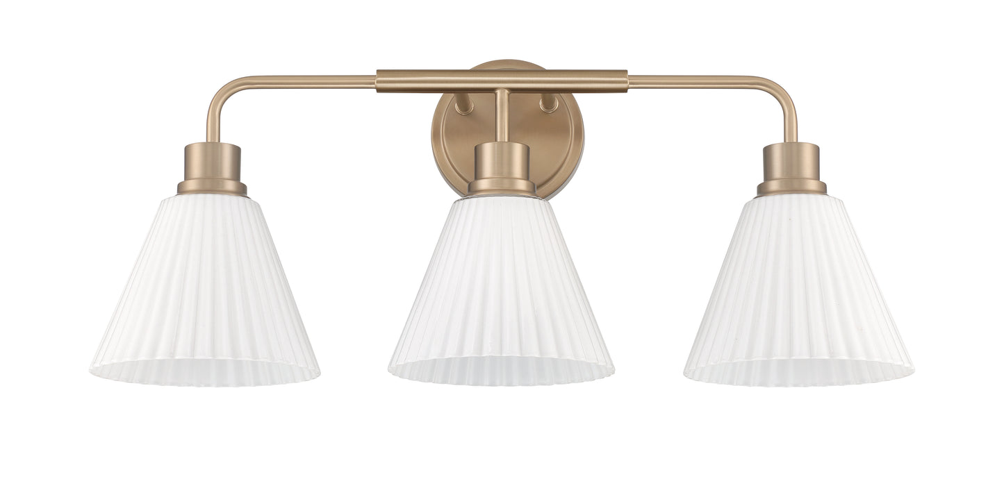 62303-CPZ - Pleated II 3 Light 25" Wide Vanity Light - Premium Bronze