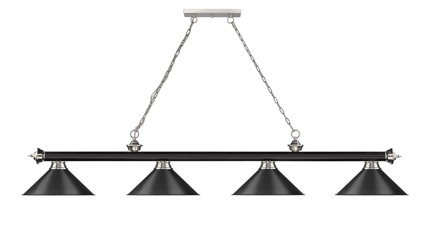 2306-4MB-BN-MB15 - Cordon 4 Light 81" Billiard - Matte Black / Brushed Nickel