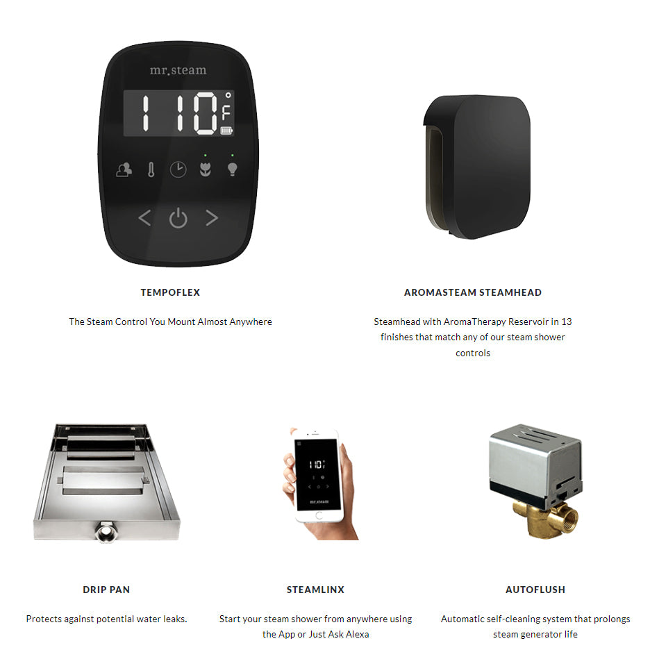 BFBKMB - ButlerFlex Steam Shower Package with TempoFlex Control - Matte Black