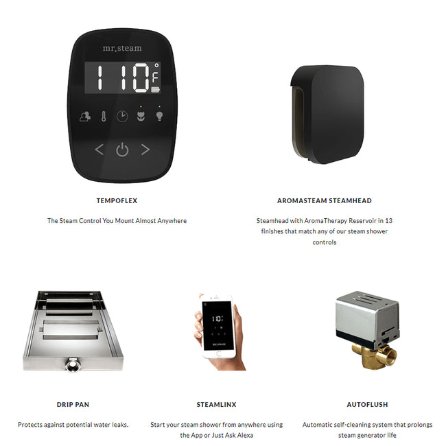 BFBKMB - ButlerFlex Steam Shower Package with TempoFlex Control - Matte Black