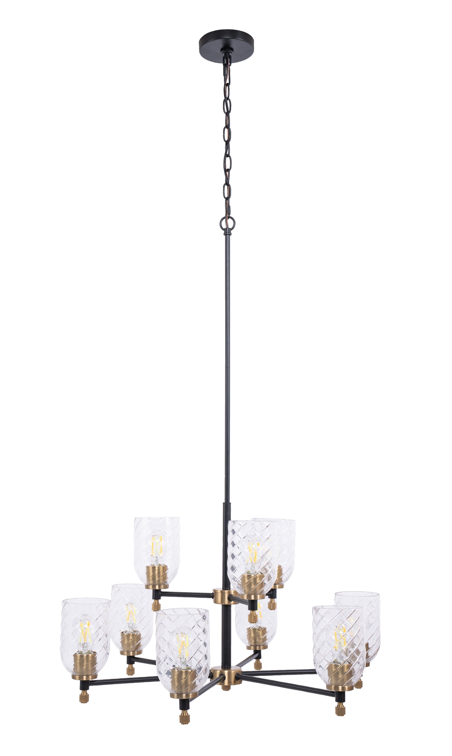 60329-FBSB-C - Council 9 Light 29" Wide Chandelier - Flat Black / Satin Brass