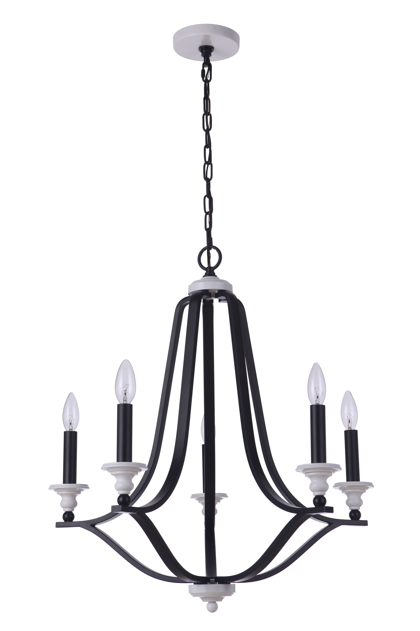 57625-FBMWW - Esme 5 Light 24" Wide Chandelier - Flat Black / Matte White