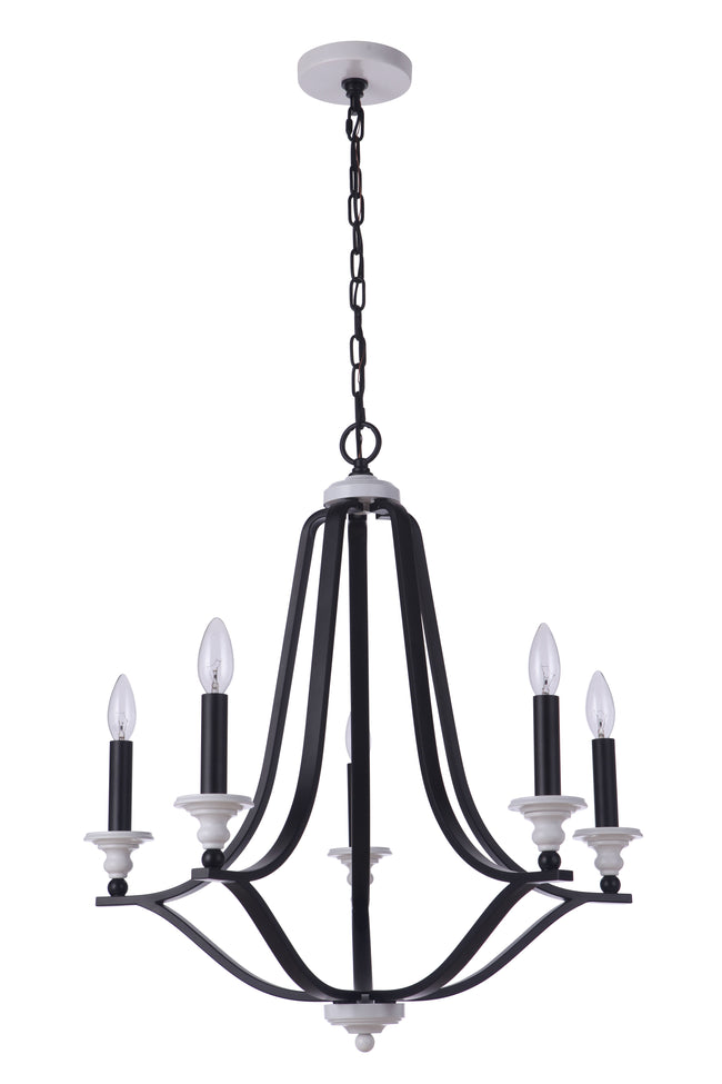57625-FBMWW - Esme 5 Light 24" Wide Chandelier - Flat Black / Matte White