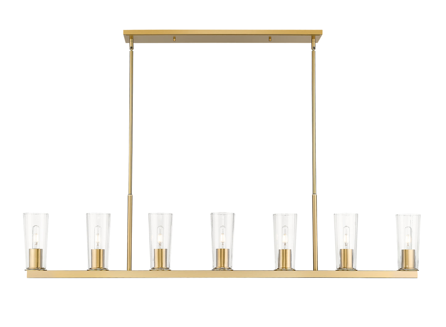 826-7L-MGLD - Titus 7 Light Linear 64" Chandelier - Modern Gold