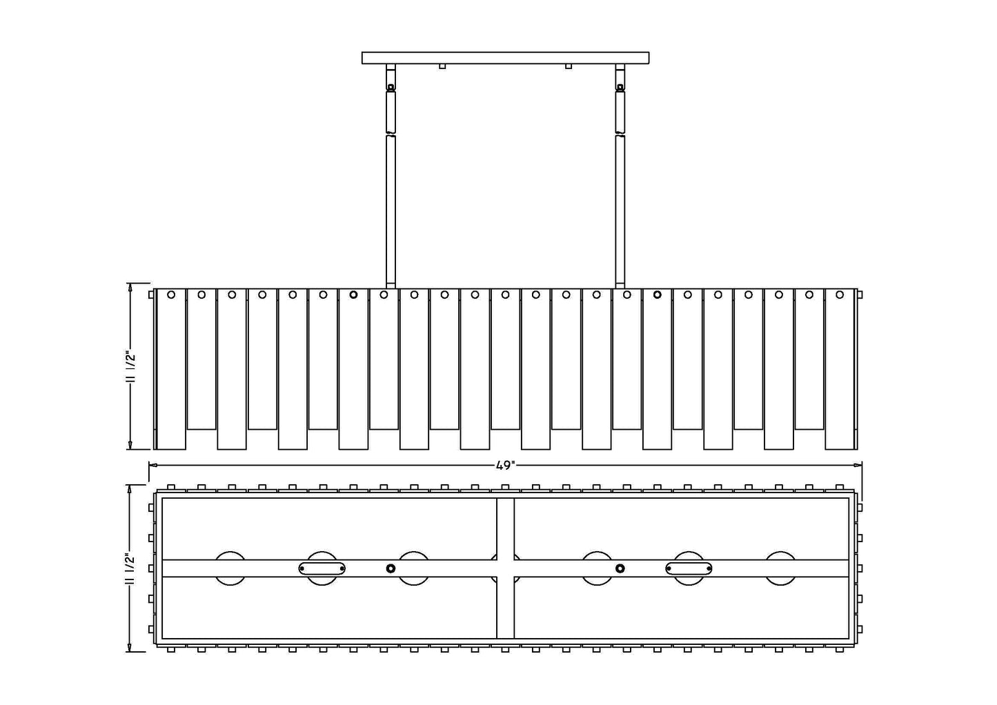 345-49L-PN - Viviana 7 Light Linear 49" Chandelier - Polished Nickel