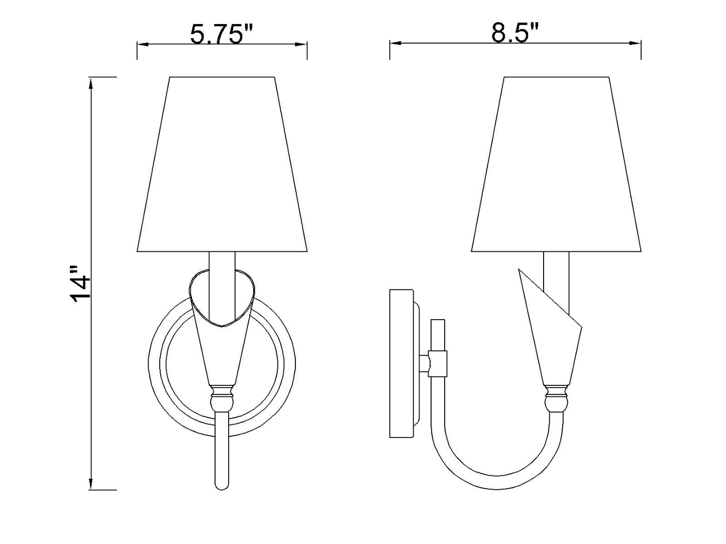4014-1S-TW-MGLD - Claudelle 1 Light Wall 14" Sconce - Tundra White / Modern Gold
