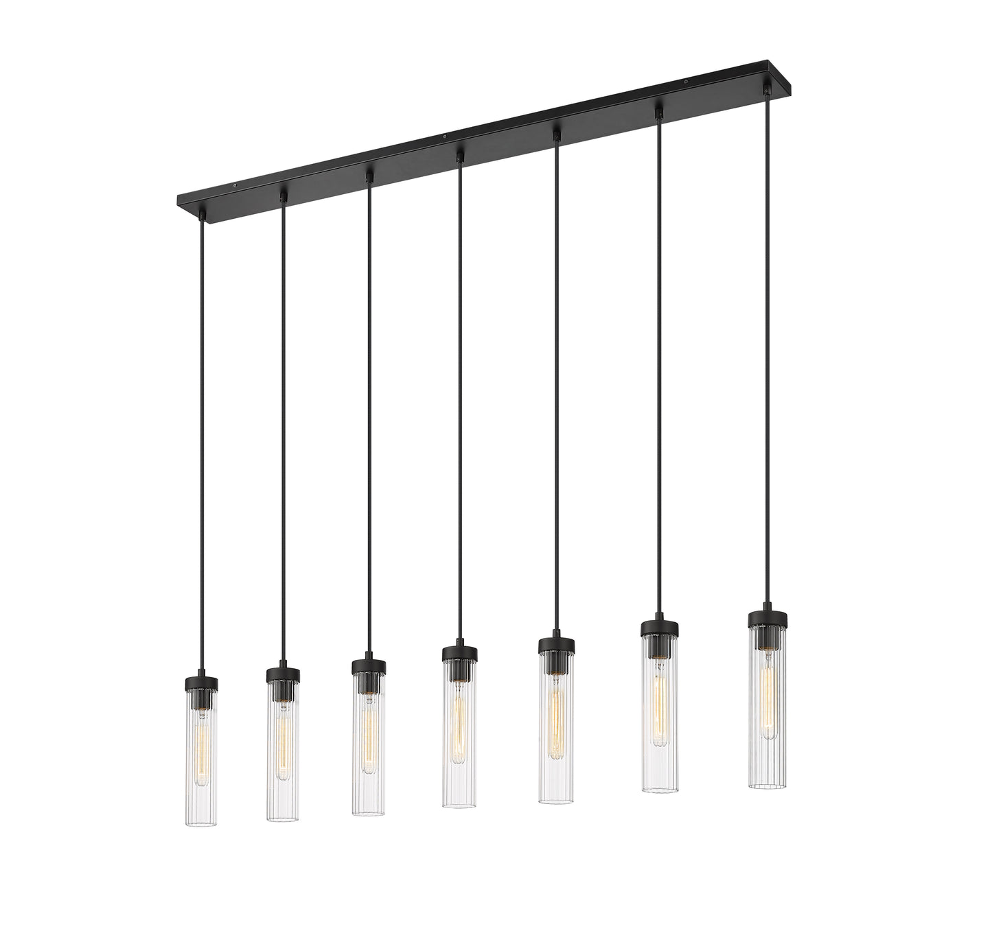 740P-7L-MB - Beau 7 Light Linear 54" Chandelier - Matte Black
