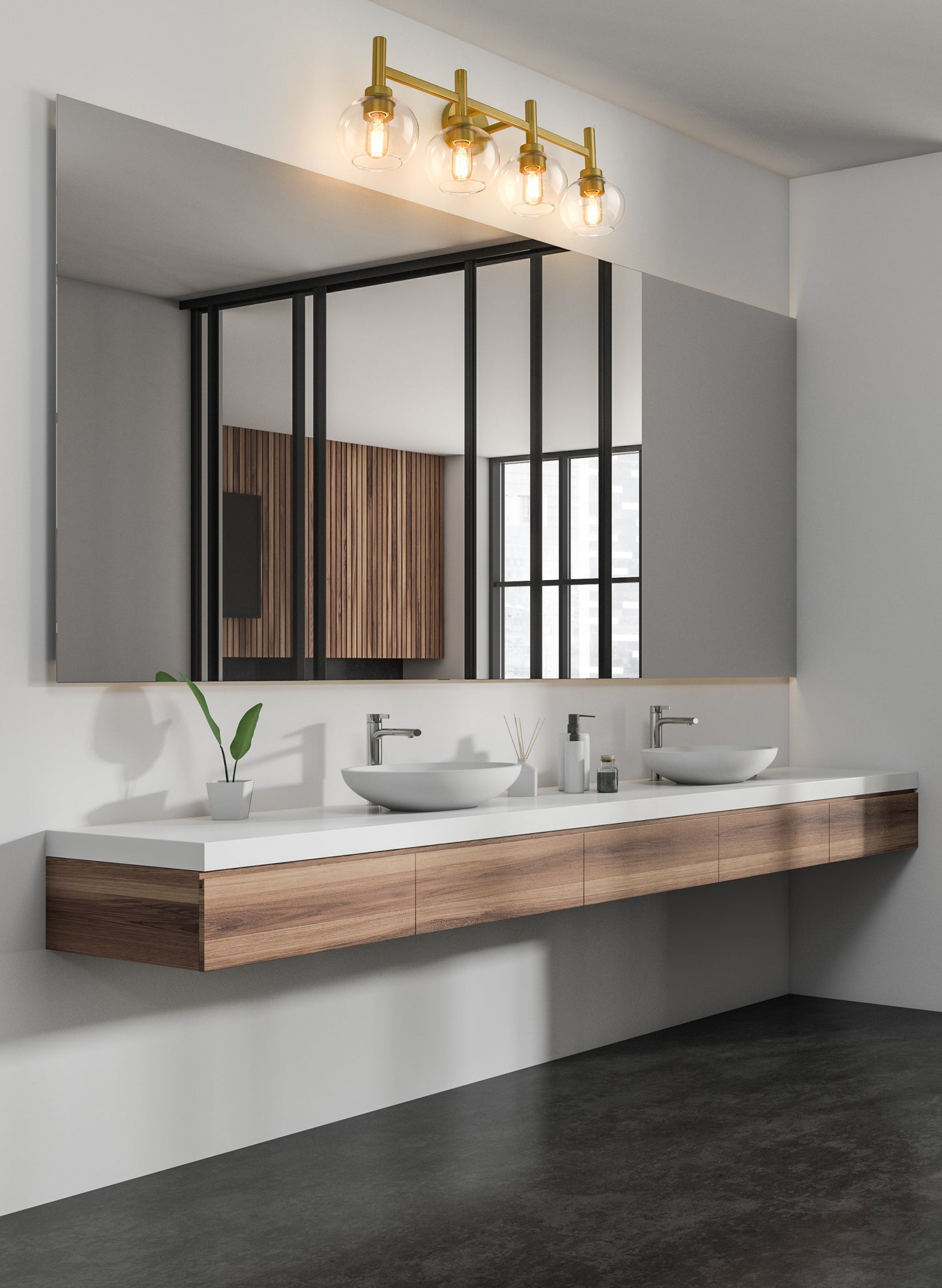 7502-4V-BG - Sutton 4 Light 32" Vanity - Brushed Gold