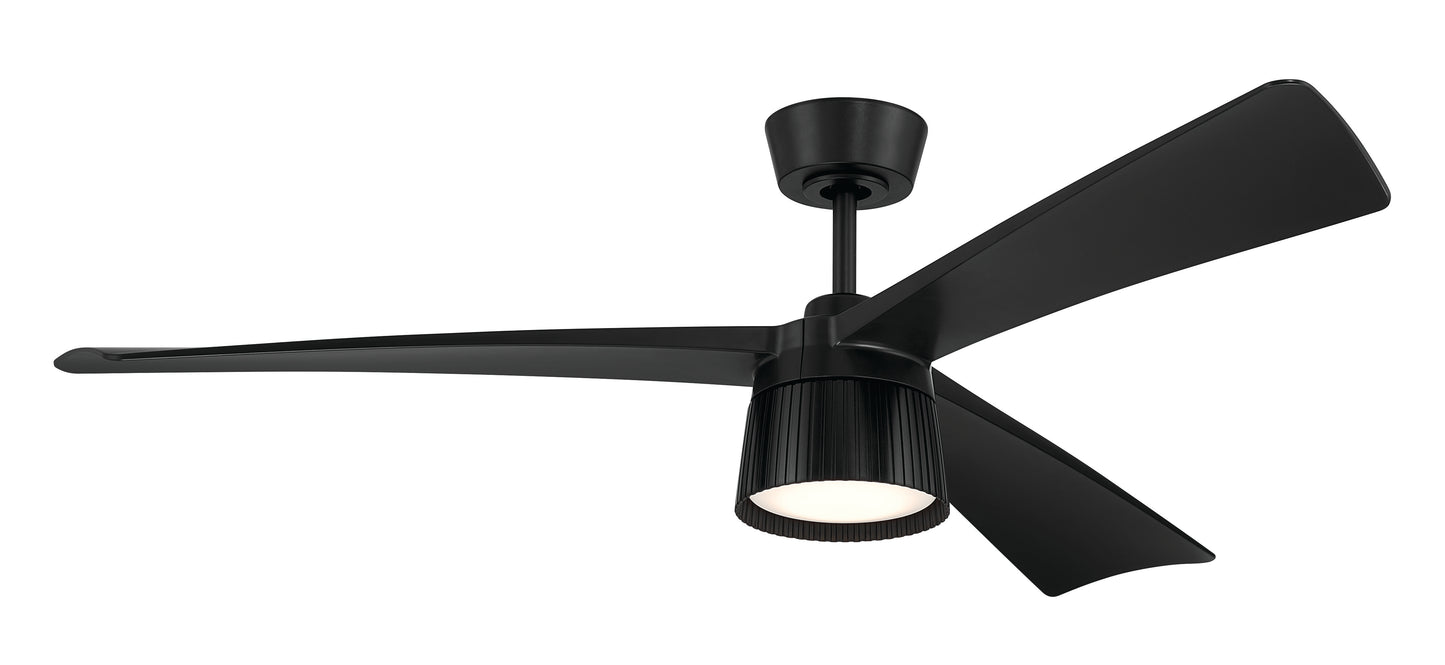 CTO52FB3 - Canto 52" 3-Blade Indoor/Outdoor Rated Damp Ceiling Fan 52" 3 Blade Indoor Outdoor Ceiling Fan with Light Kit - Flat Black