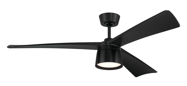 CTO52FB3 - Canto 52" 3-Blade Indoor/Outdoor Rated Damp Ceiling Fan 52" 3 Blade Indoor Outdoor Ceiling Fan with Light Kit - Flat Black