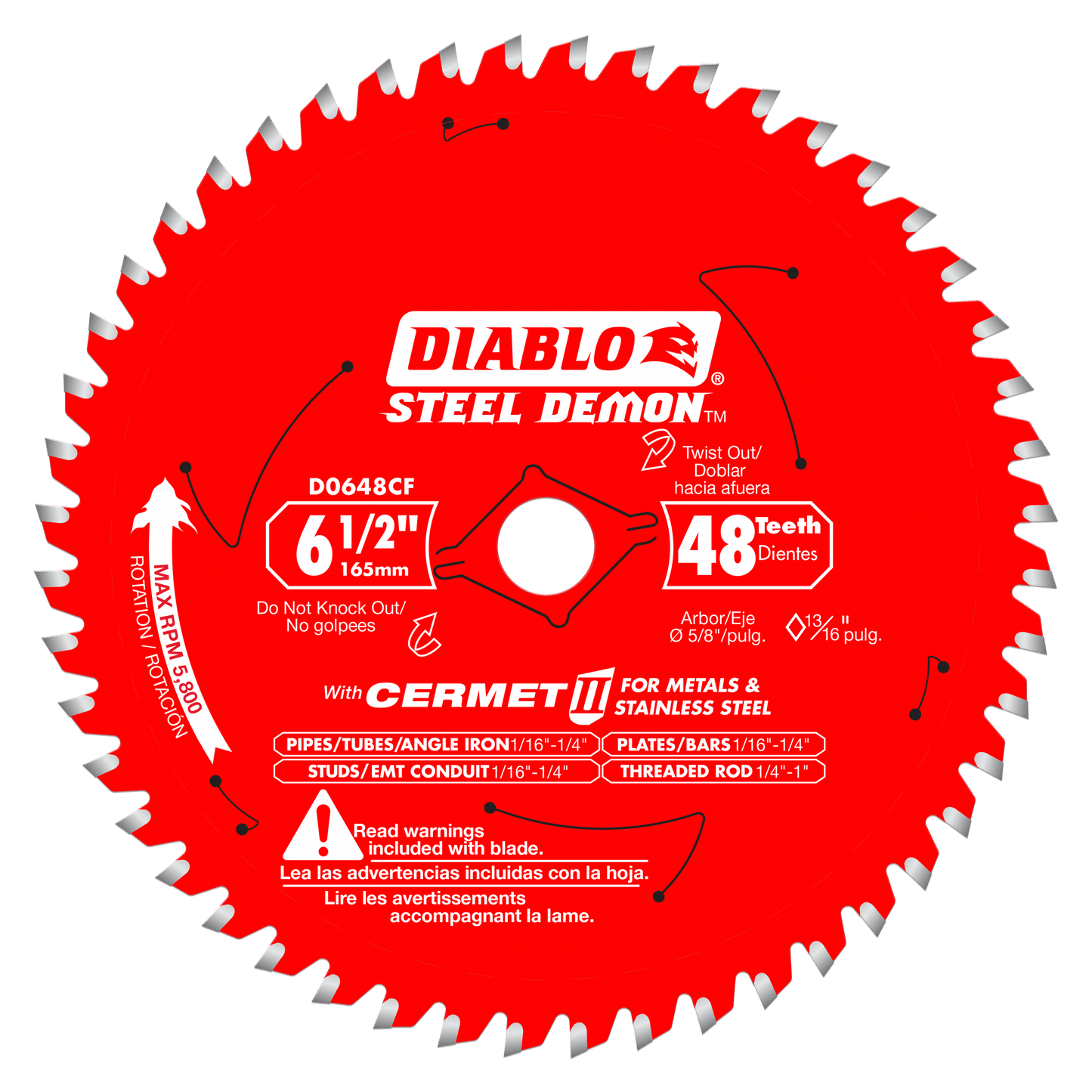 D0648CFX - 6-1/2" x 48 Tooth Steel Demon Cermet II Saw Blade for Metals and Stainless Steel