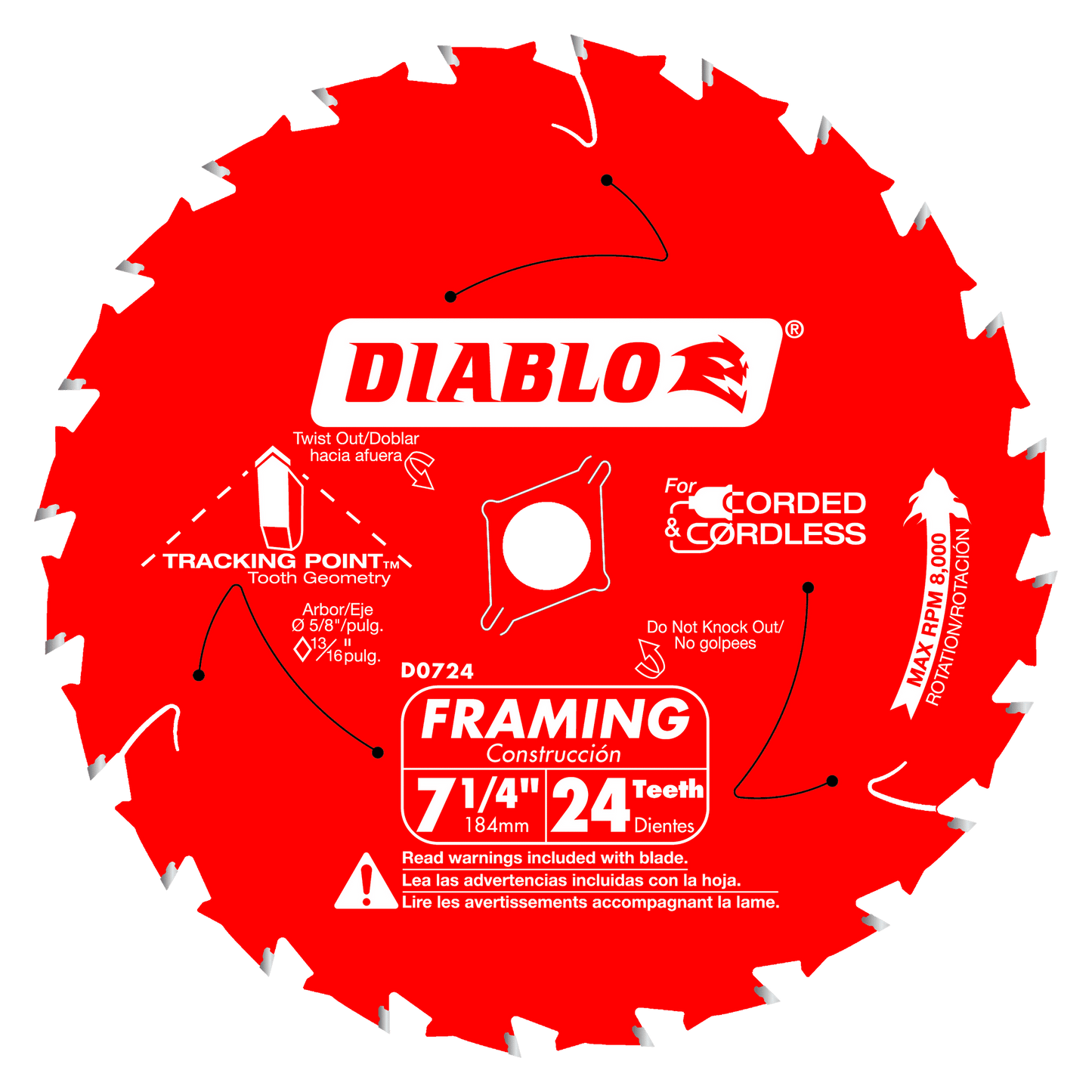 D0724X - 7-1/4" x 24 Tooth Framing Saw Blade