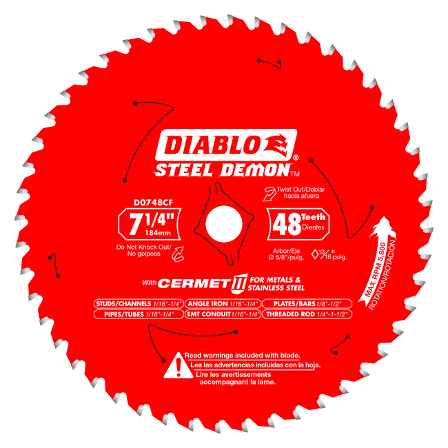 D0748CFX - 7-1/4" x 48 Tooth Steel Demon Cermet II Saw Blade for Metals and Stainless Steel
