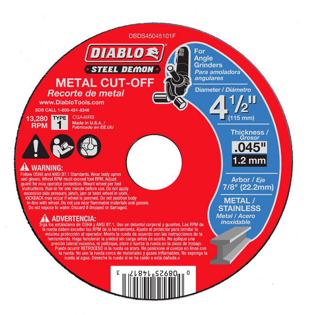 DBDS45045101F - Steel Demon 4-1/2" Type 1 Metal Cut-Off Disc