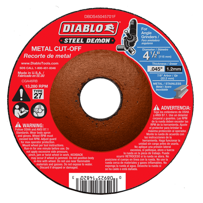 DBDS45045701F - Steel Demon 4-1/2" Type 27 Metal Cut-Off Disc
