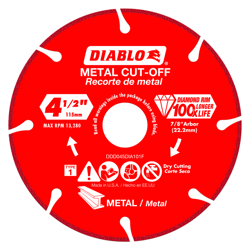 DDD045DIA101F - 4-1/2" Diamond Metal Cut-Off Blade