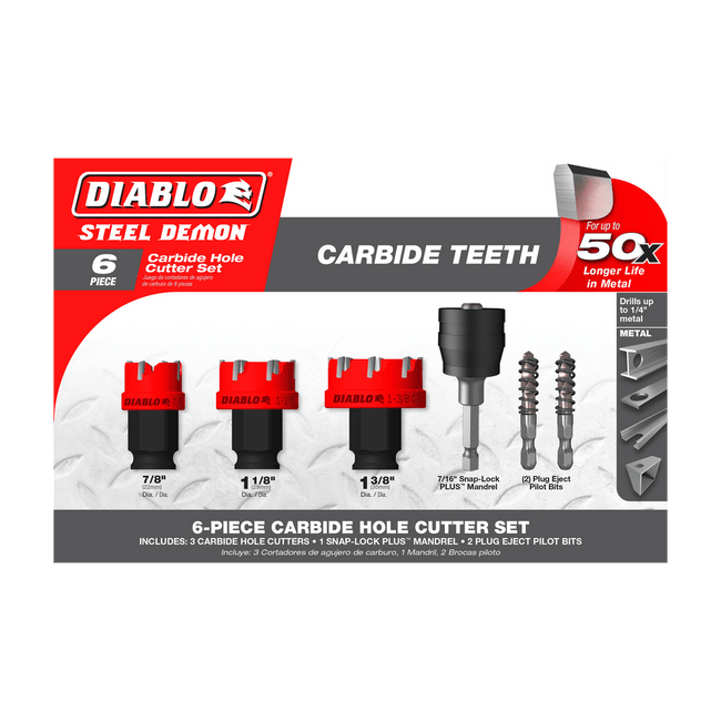 DHS06CFS - 6 pc Steel Demon Carbide Teeth Hole Cutter Set (6-Pieces)