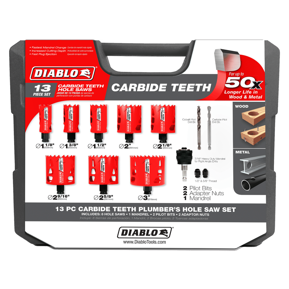 DHS13SPLCT - 13 pc Carbide Plumbers Hole Saw Set