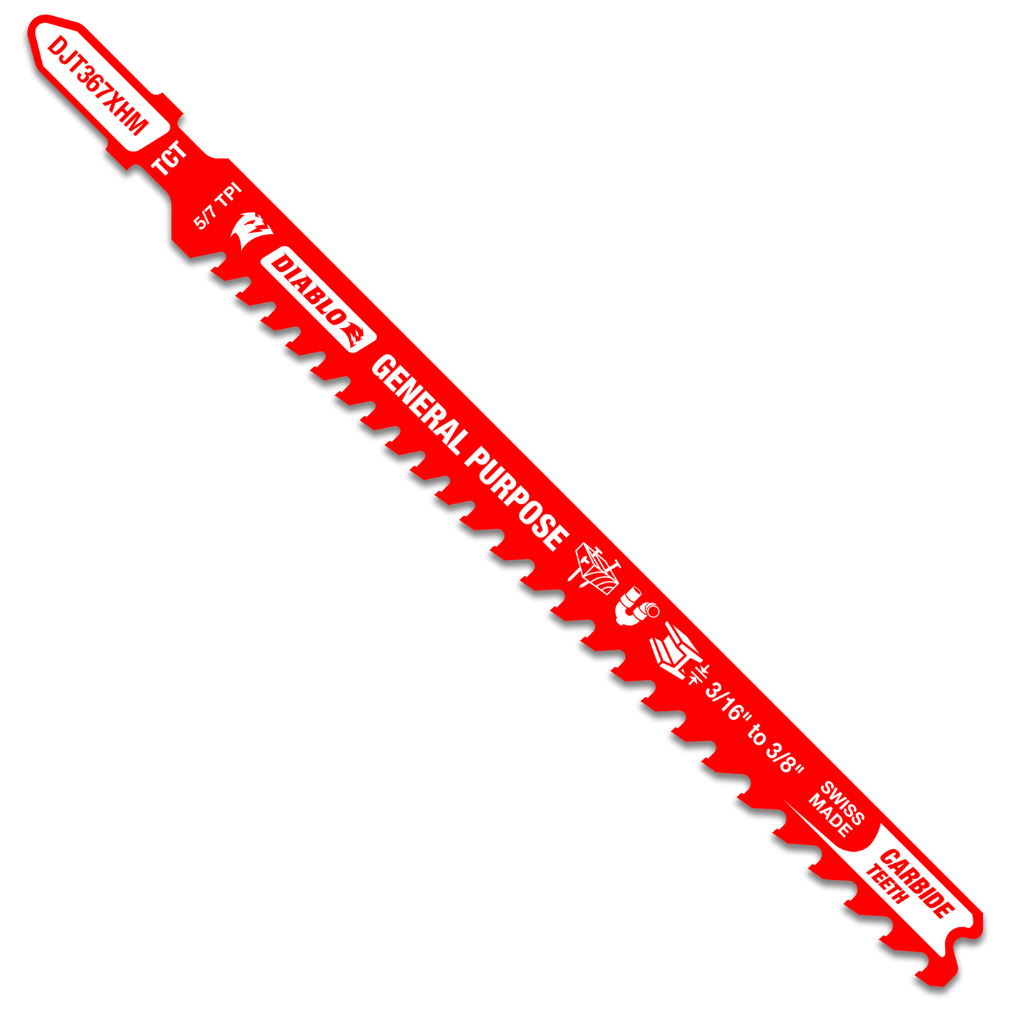 DJT367XHM - 5-1/4" 5/7 TPI Carbide T-Shank Jig Saw Blade for General Purpose Applications