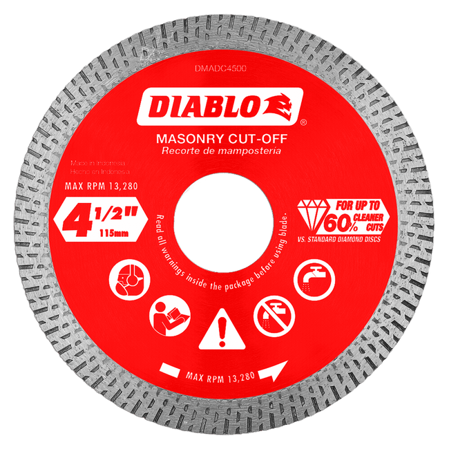 DMADC0450 - 4-1/2" Diamond Continuous Rim Cut-Off Discs for Masonry